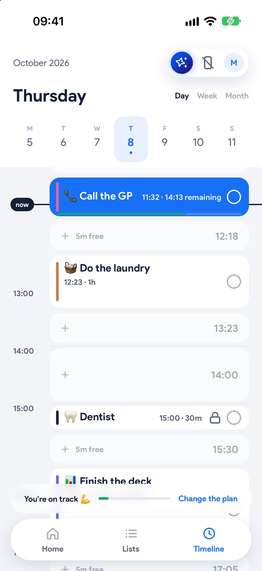 The Timeline after: the call runs on and the laundry moves to fit