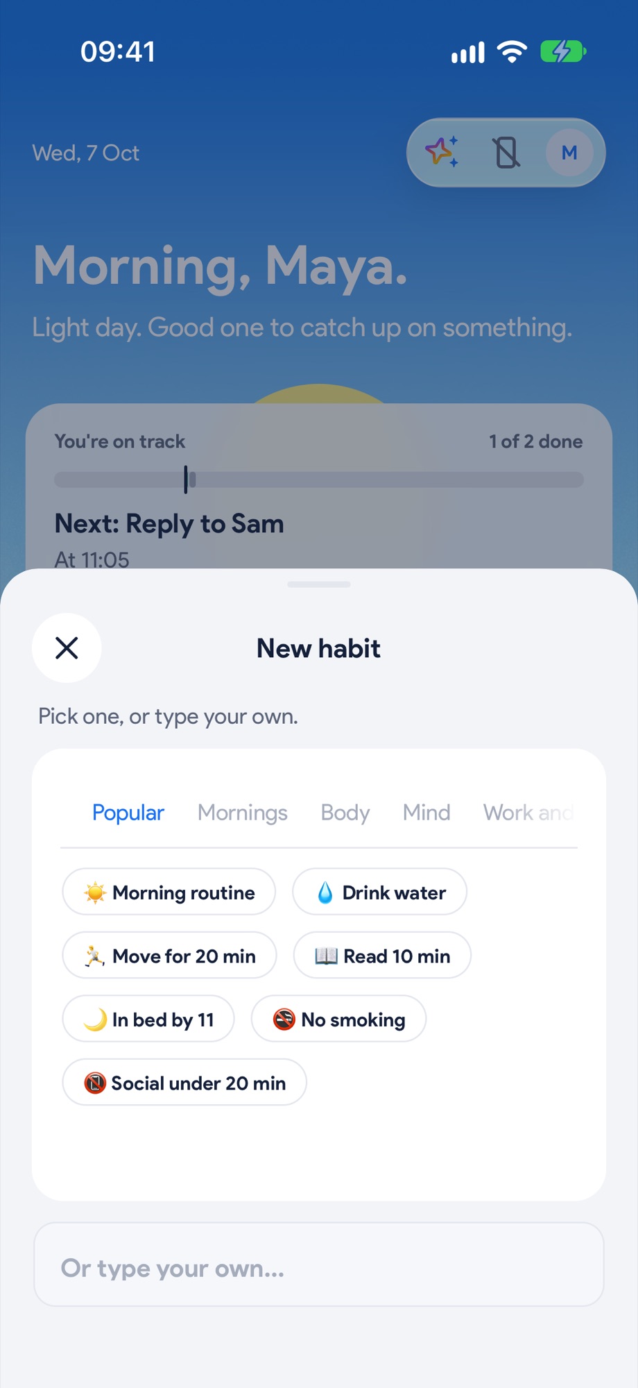 Add a habit from Home